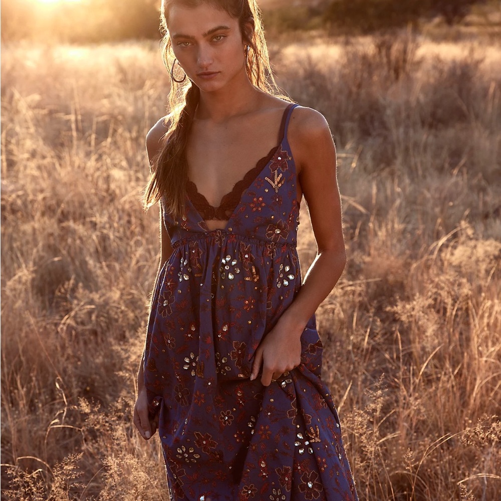 Free people NWT rhinestone, embellished maxi dress